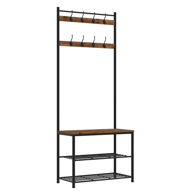 Ealing Rustic Industrial Hallway Coat & Shoe Rack Storage Unit - LPD