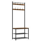 Ealing Rustic Industrial Hallway Coat & Shoe Rack Storage Unit - LPD