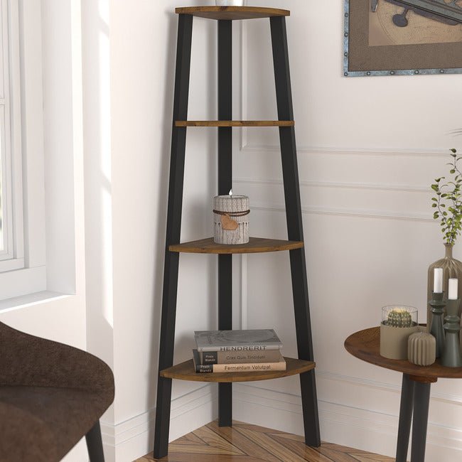 Ealing Vintage Pine 4 Tier Corner Ladder Bookcase - LPD