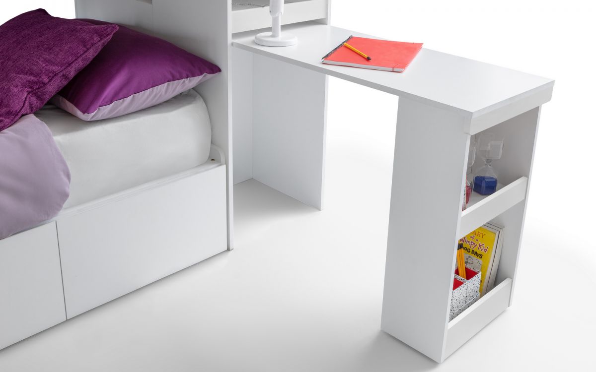 Eclipse White Single 3ft Bunk Bed With Storage & Desk