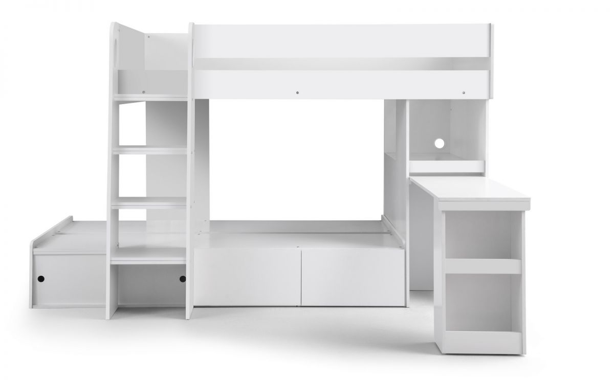 Eclipse White Single 3ft Bunk Bed With Storage & Desk