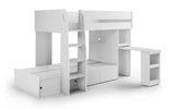 Eclipse White Single 3ft Bunk Bed With Storage & Desk