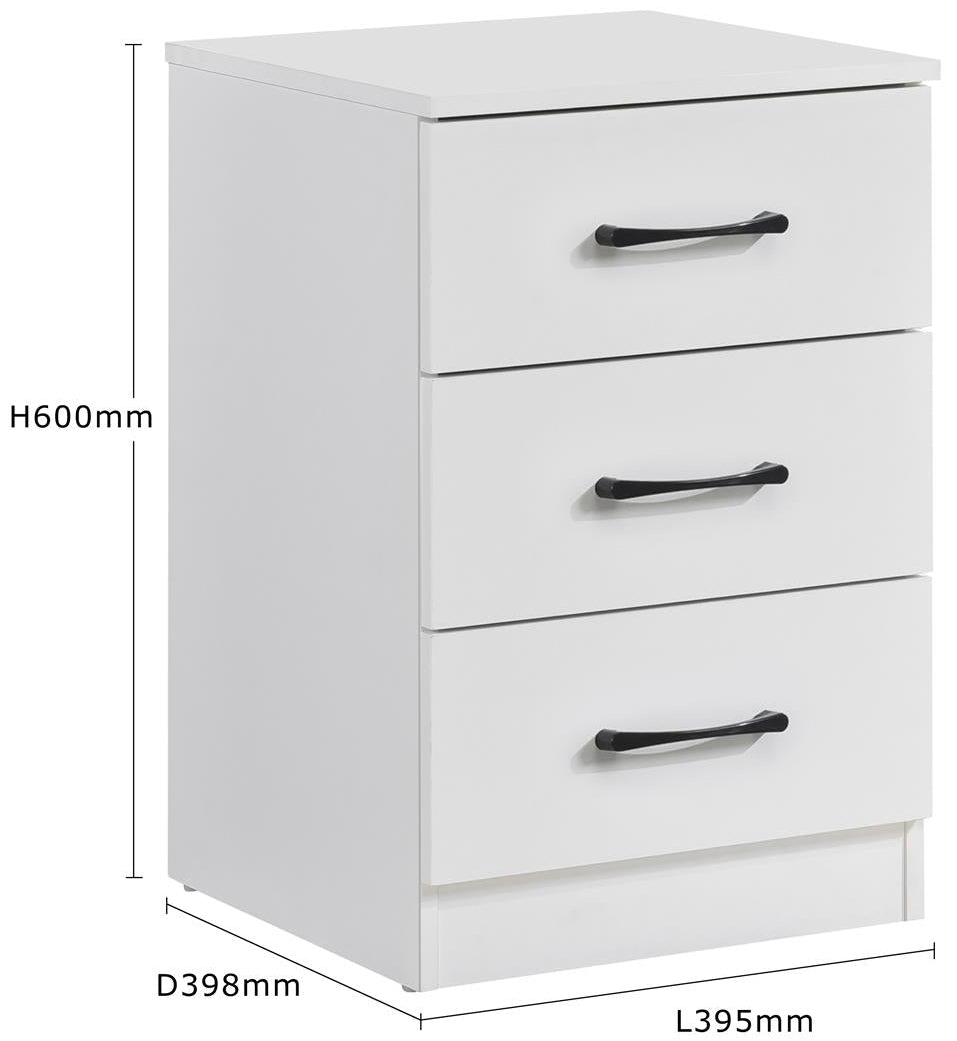 Paddington 3 Drawer Bedside Table
