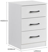 Paddington 3 Drawer Bedside Table