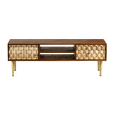 Edison 2 Door TV Unit with Gold Legs - Indian Hub