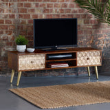 Edison 2 Door TV Unit with Gold Legs - Indian Hub