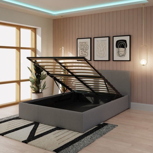 End Lift Ottoman Bed in Grey Fabric - GFW