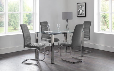 Enzo Dining Table & 4 Calabria Cantilever Velvet Chairs - Julian Bowen
