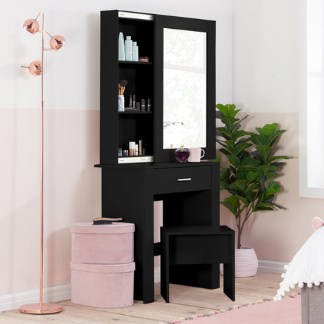 Evelyn 1 Drawer Sliding Mirror Dressing Table Set - Birlea