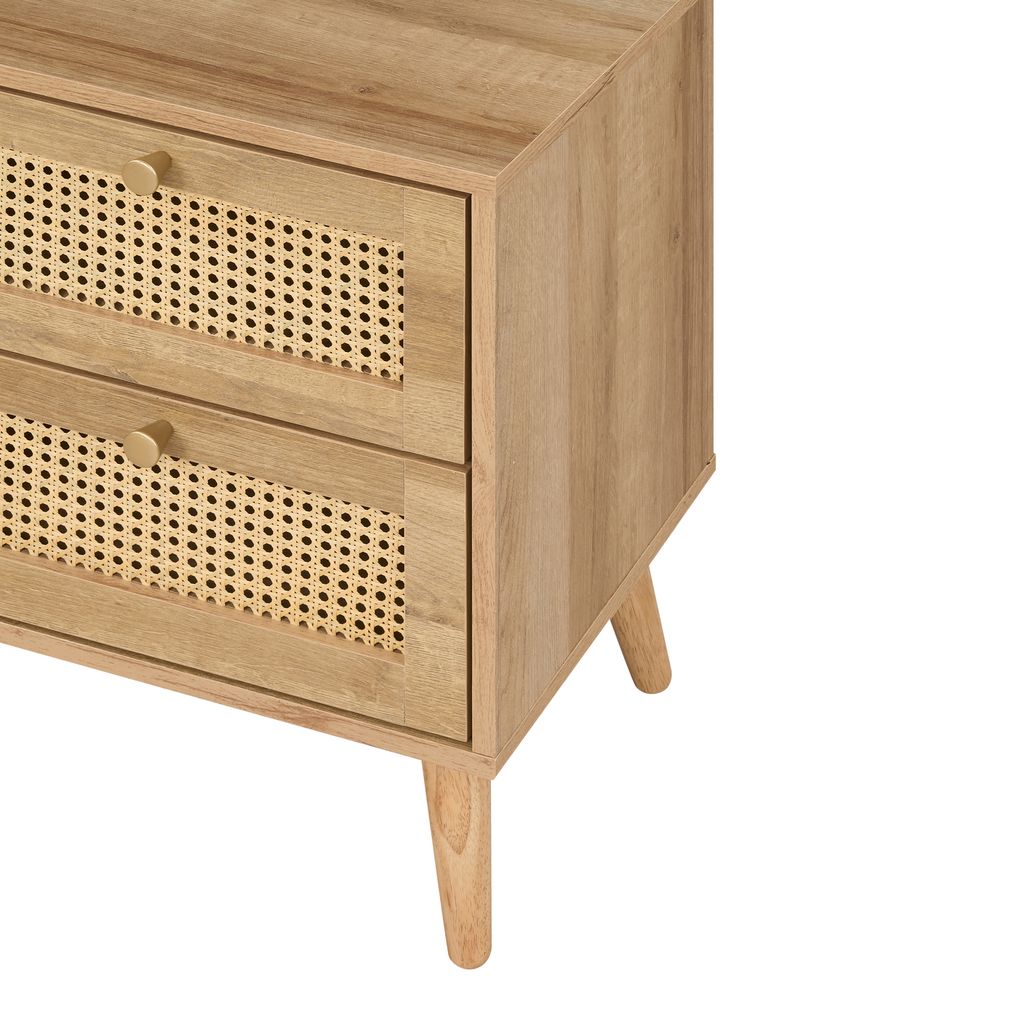 Manila Rattan 3 Piece Bedroom Set with 2 Door Wardrobe, Bedside Table & Chest of 3+2 Drawers