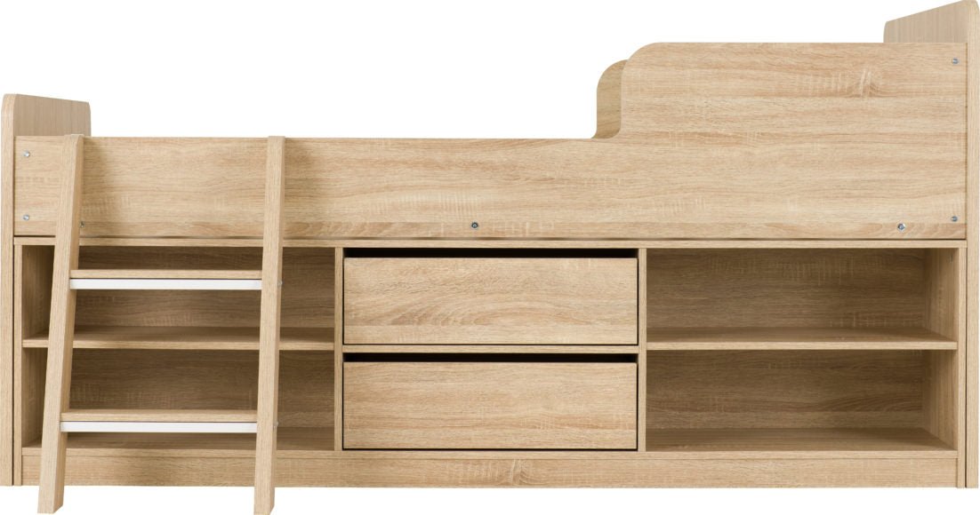 Felix 3ft Low Sleeper Bed with Storage & Ladder - Seconique