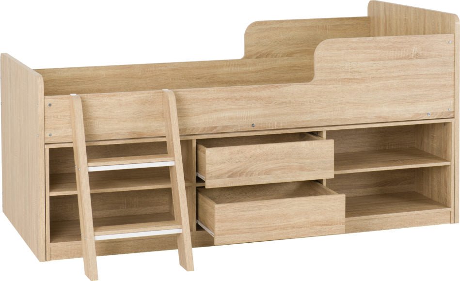 Felix 3ft Low Sleeper Bed with Storage & Ladder - Seconique