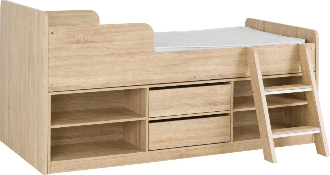 Felix 3ft Low Sleeper Bed with Storage & Ladder - Seconique