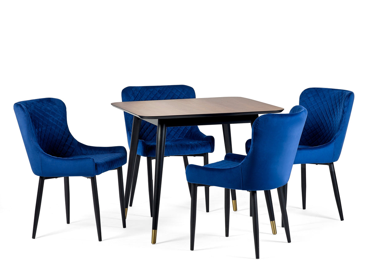 Findlay Square Dining Table & 4 Luxe Dining Chairs - Julian Bowen