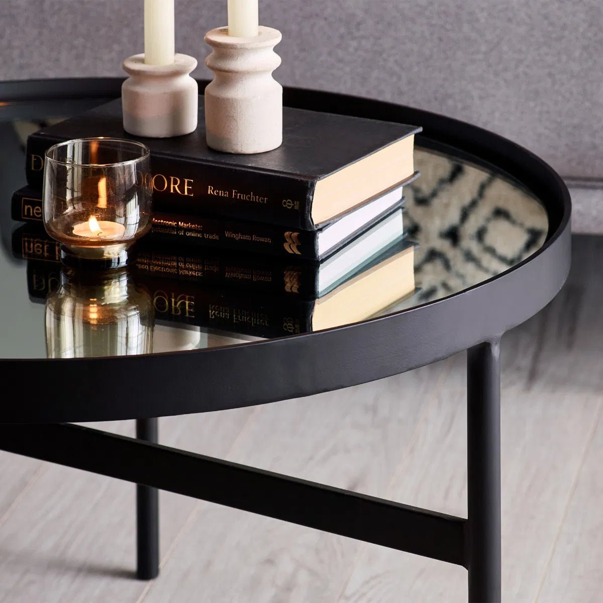 Franki Round Mirrored Glass Coffee Table - Julian Bowen