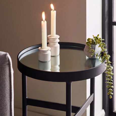 Franki Round Mirrored Glass Lamp Table - Julian Bowen