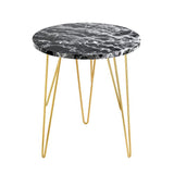Fusion Side Table with Gold Hairpin Legs - LPD