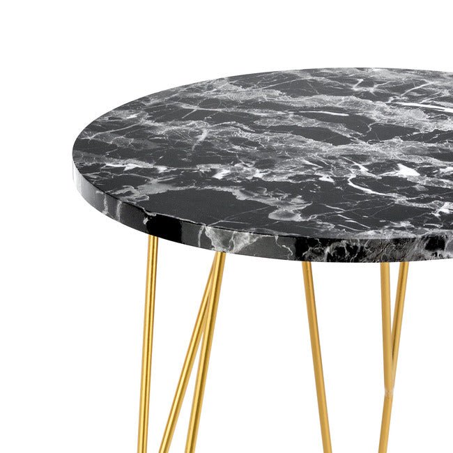 Fusion Side Table with Gold Hairpin Legs - LPD