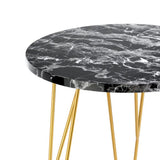 Fusion Side Table with Gold Hairpin Legs - LPD