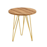 Fusion Side Table with Gold Hairpin Legs - LPD