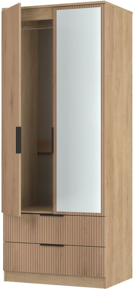 Java Mirrored 2 Drawer 2 Door Double Wardrobe