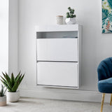 Galicia Wall Mounted Two Tier Shoe Cabinet with LED Lights - GFW