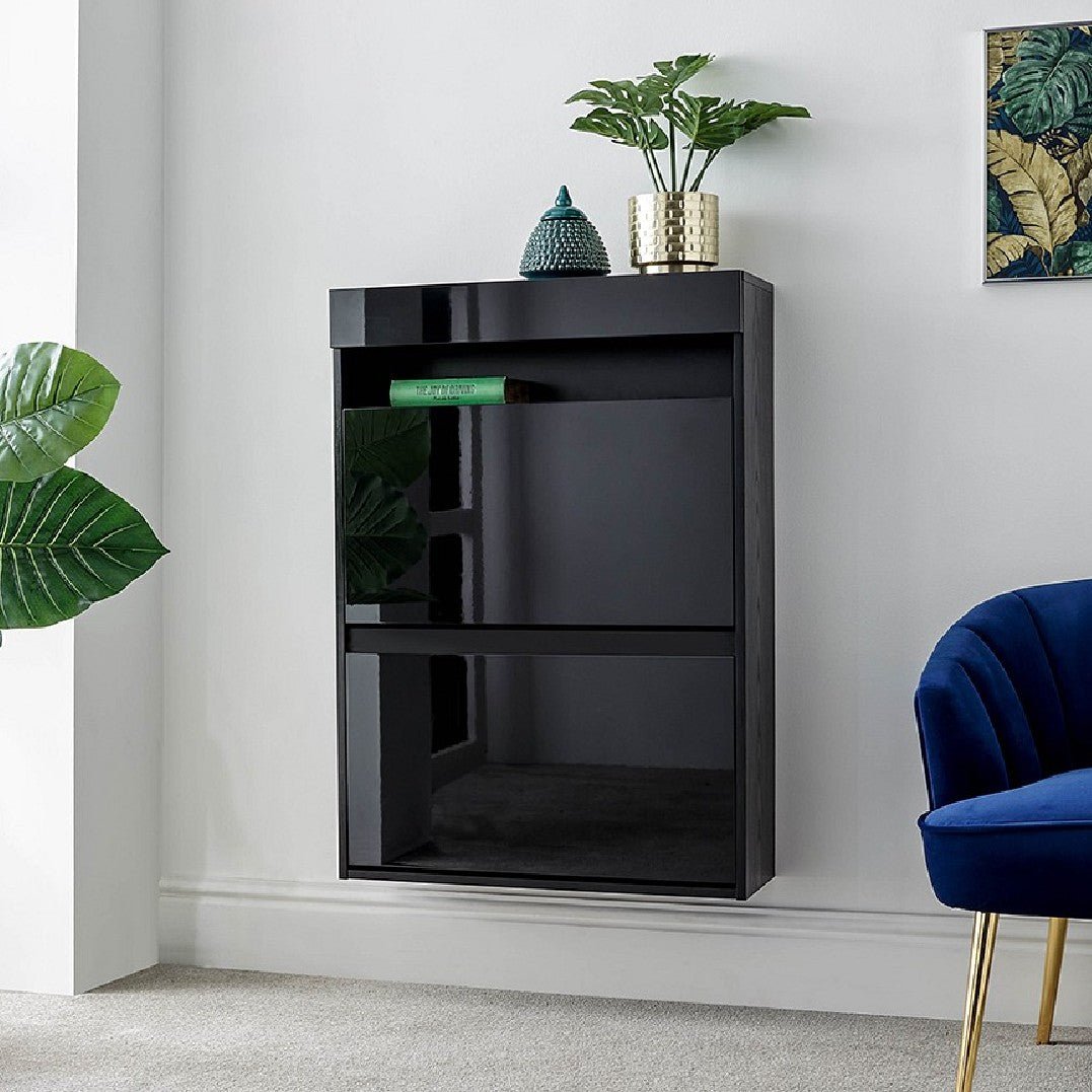 Galicia Wall Mounted Two Tier Shoe Cabinet with LED Lights - GFW