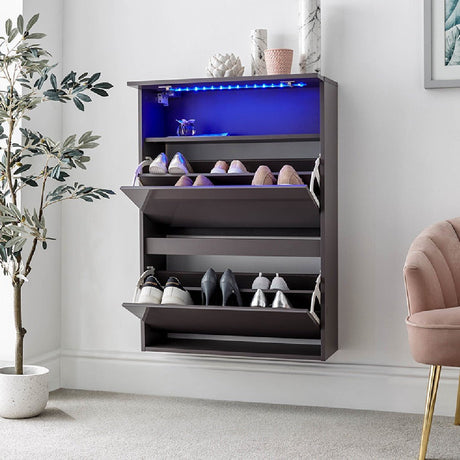 Galicia Wall Mounted Two Tier Shoe Cabinet with LED Lights - GFW