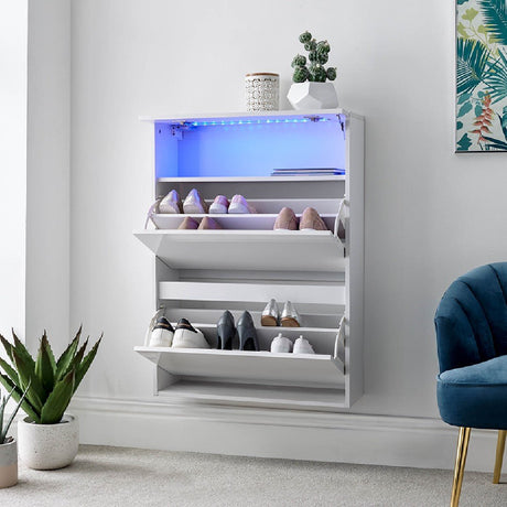 Galicia Wall Mounted Two Tier Shoe Cabinet with LED Lights - GFW