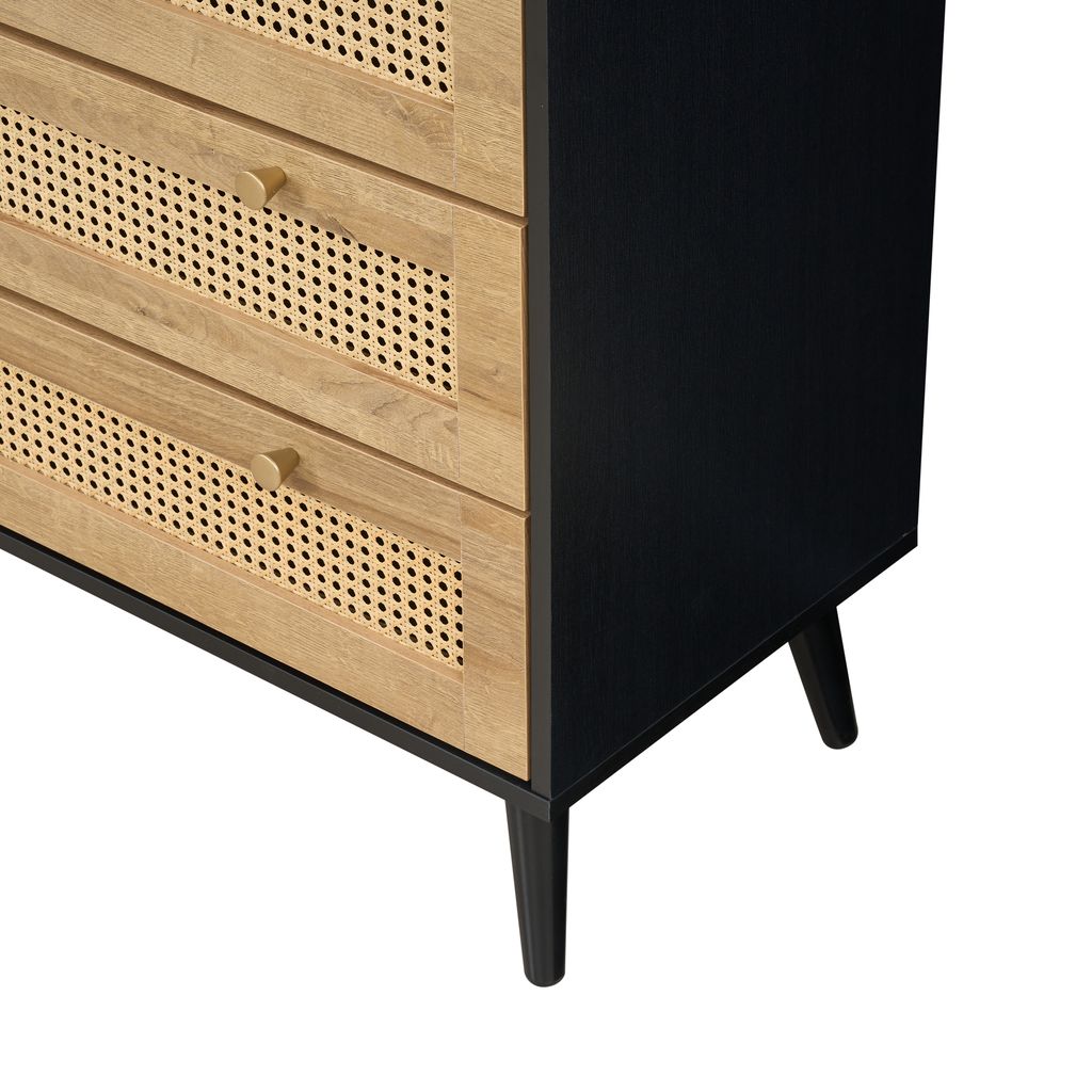 Manila Rattan 3 Piece Bedroom Set with 2 Door Wardrobe, Bedside Table & Chest of 3+2 Drawers