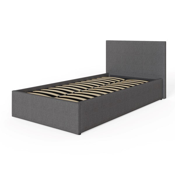 Side Lift Ottoman Silver Fabric Bed Frame