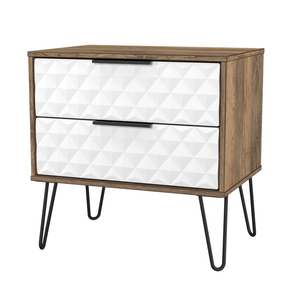 Harlequin 2 Drawer Midi Chest with Black Hairpin Legs