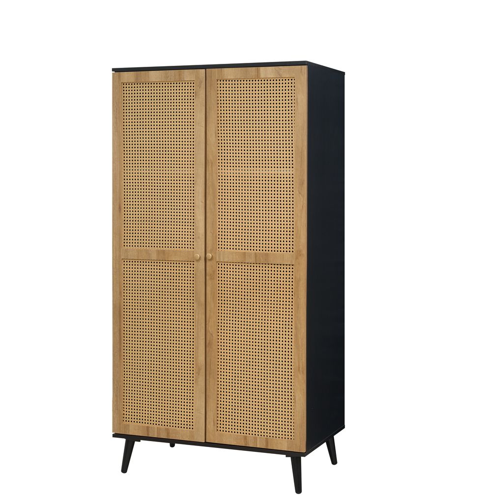 Manila Rattan 3 Piece Bedroom Set with 2 Door Wardrobe, Bedside Table & Chest of 3+2 Drawers