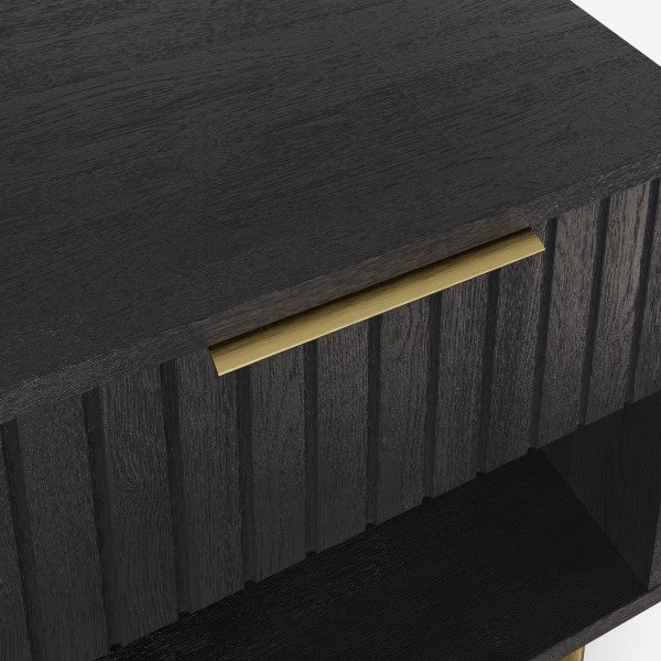 Nervata Black 1 Drawer Lamp Table with Gold Legs