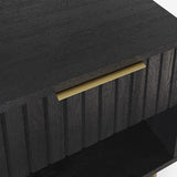 Nervata Black 1 Drawer Lamp Table with Gold Legs