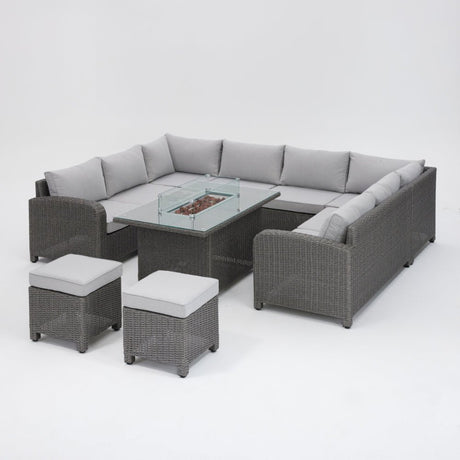 Hadley Grey Rattan Garden Set with Sofa & Firepit - TGC