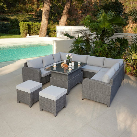 Hadley Grey Rattan Garden Set with Sofa & Rising Table - TGC