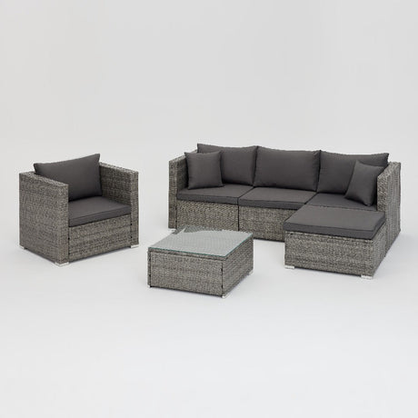 Hanoi Rattan Garden Sofa Set with Grey Cushions - TGC