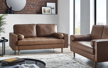 Henley Faux Leather 3 Seater Sofa with Bolsters - Julian Bowen