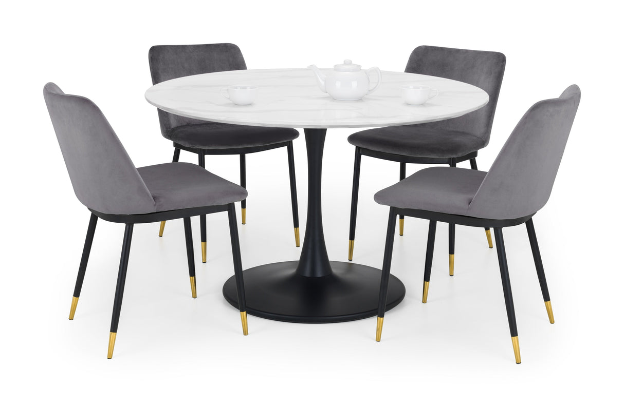 Holland Round Pedestal Table & 4 Delaunay Chairs - Julian Bowen