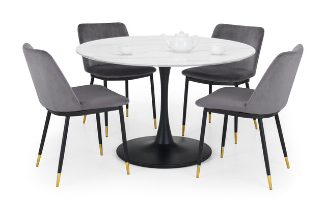 Holland Round Pedestal Table & 4 Delaunay Chairs - Julian Bowen
