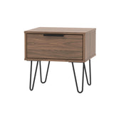 Hong Kong 1 Drawer Bedside Cabinet with Black Hairpin Legs - Welcome Furniture
