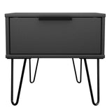 Hong Kong 1 Drawer Bedside Cabinet with Black Hairpin Legs - Welcome Furniture