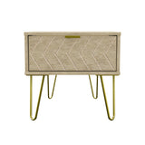 Hong Kong 1 Drawer Bedside Cabinet with Gold Hairpin Legs - Welcome Furniture
