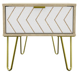 Hong Kong 1 Drawer Bedside Cabinet with Gold Hairpin Legs - Welcome Furniture