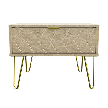 Hong Kong 1 Drawer Midi Chest with Gold Hairpin Legs - Welcome Furniture