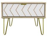 Hong Kong 1 Drawer Midi Chest with Gold Hairpin Legs - Welcome Furniture