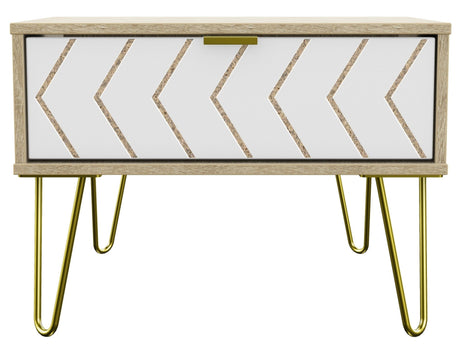 Hong Kong 1 Drawer Midi Chest with Gold Hairpin Legs - Welcome Furniture