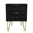 Hong Kong 2 Drawer Bedside Cabinet with Gold Hairpin Legs - Welcome Furniture