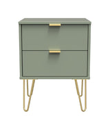 Hong Kong 2 Drawer Bedside Cabinet with Gold Hairpin Legs - Welcome Furniture